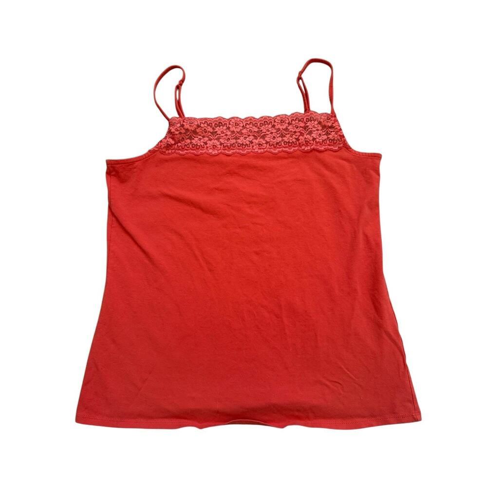 J.Jill Women’s M Sleeveless Coral Spaghetti Strap Lace Trimmed Neck Camisole